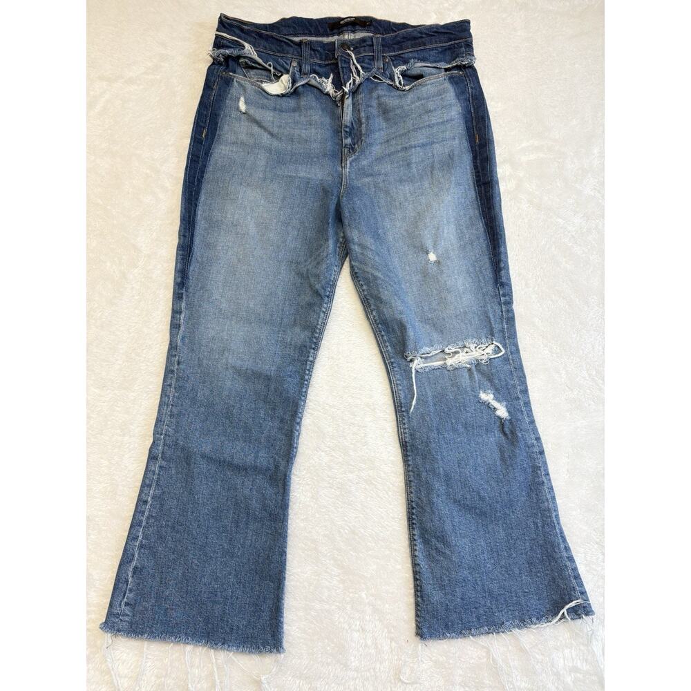 HUDSON Holly Sz 31 Flare High-Rise Flare Bootcut Jeans Mixed Media Western Boho